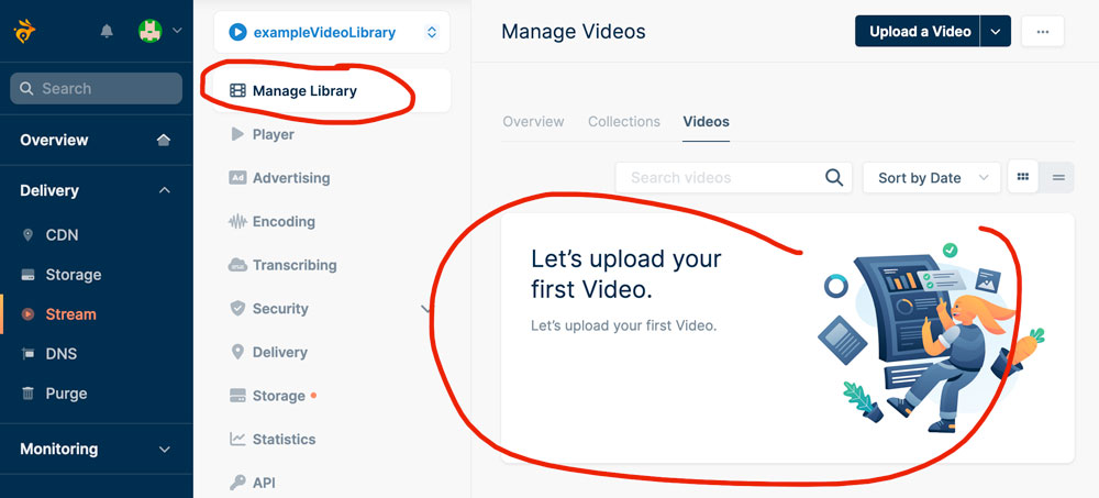 empty video library in bunny.net